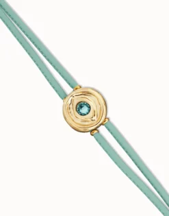Double turquoise leather birthstone bracelet with eye