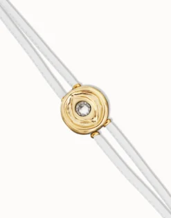 Double white leather birthstone bracelet with eye