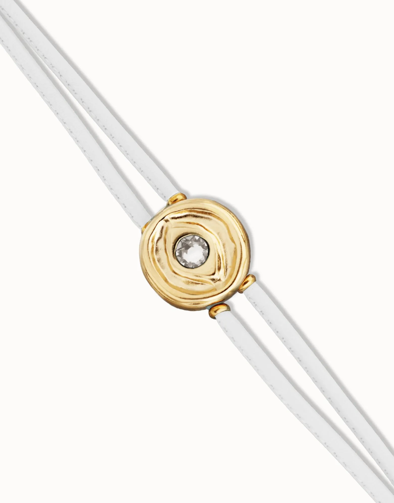 Double white leather birthstone bracelet with eye