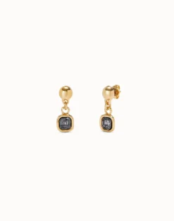 Drop earrings with black crystal