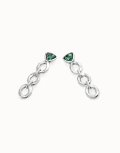 Drop earrings with green crystal