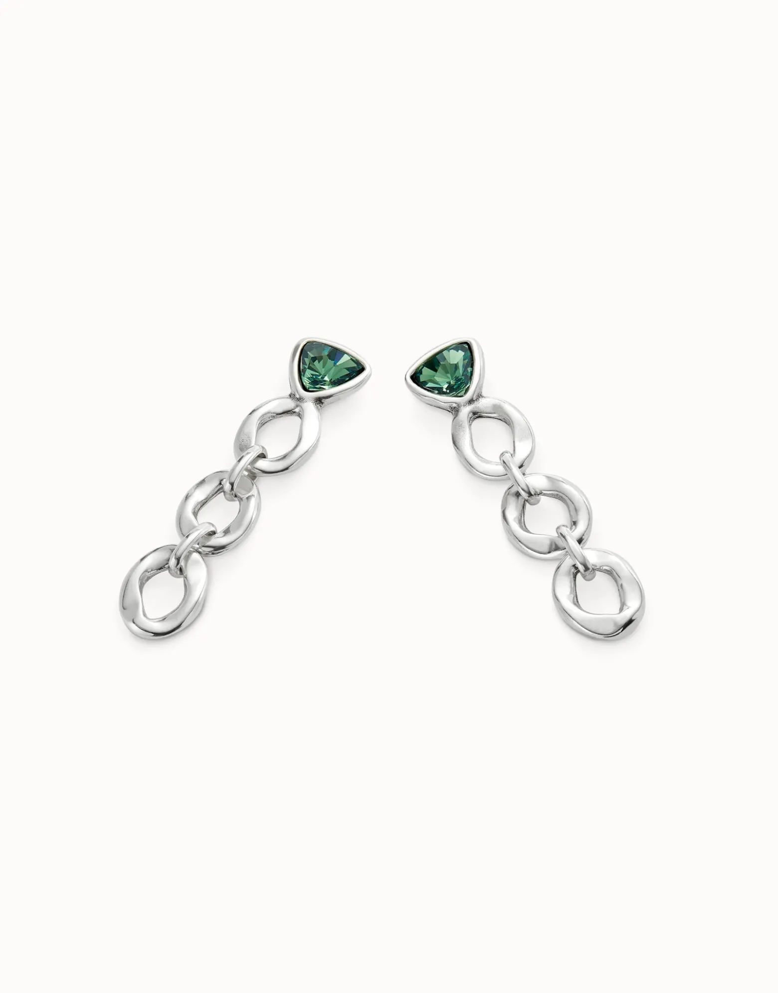 Drop earrings with green crystal