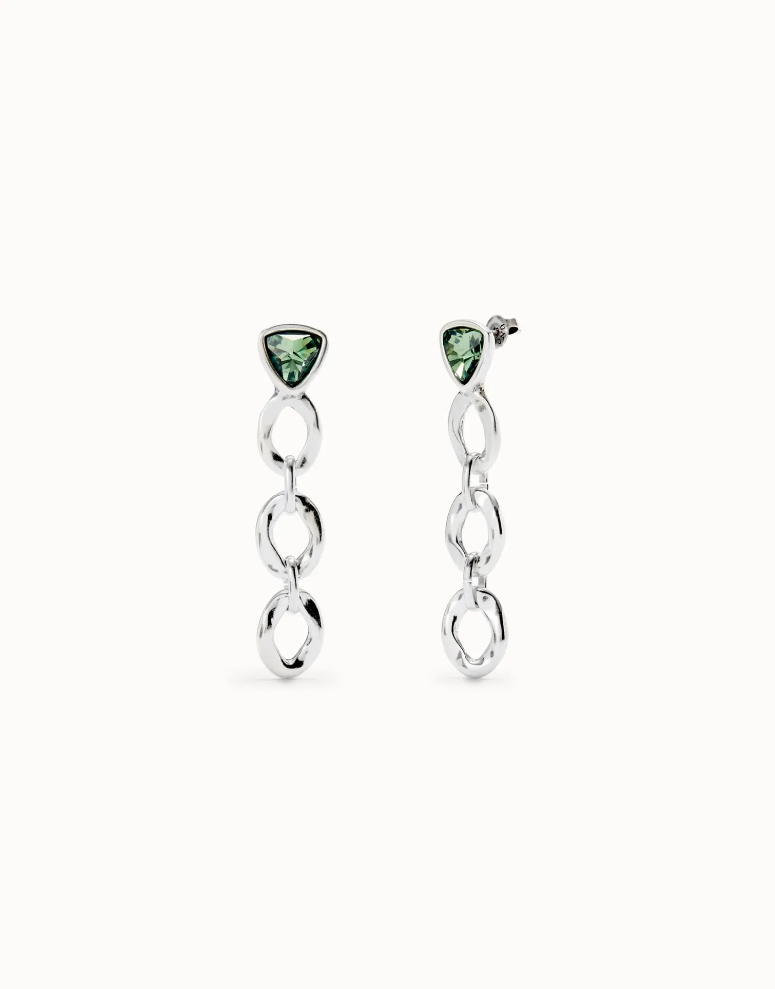 Drop earrings with green crystal