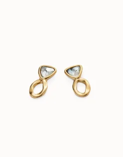 Drop earrings with green crystals