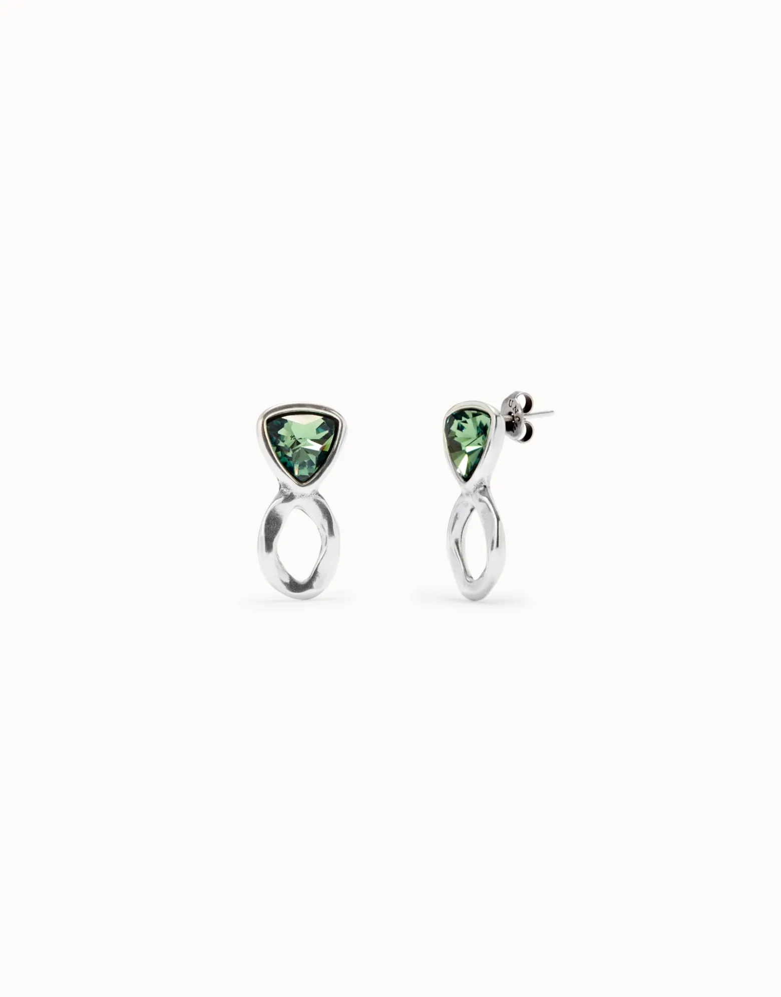 Drop earrings with green crystals