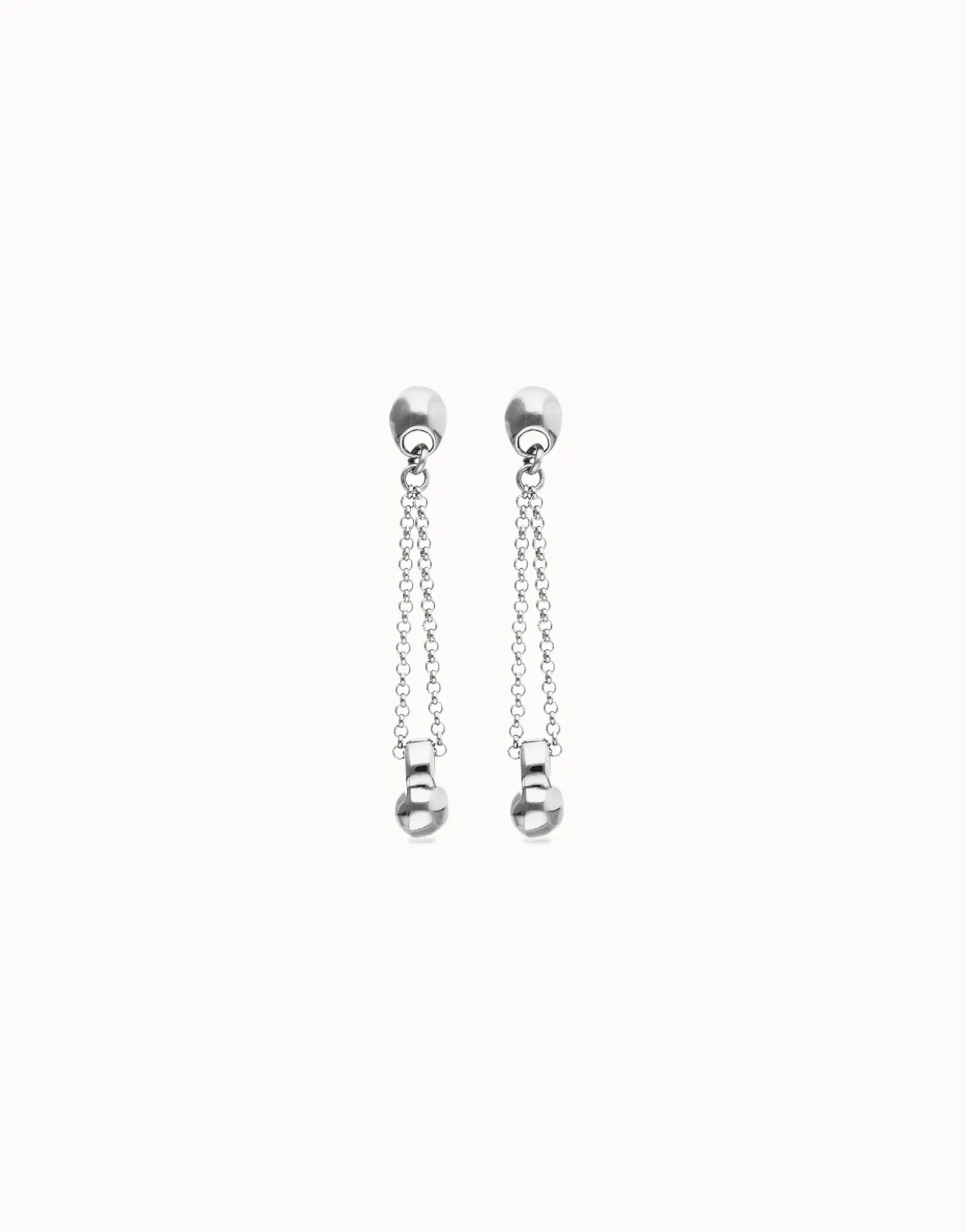 Drop earrings with long chain and sphere