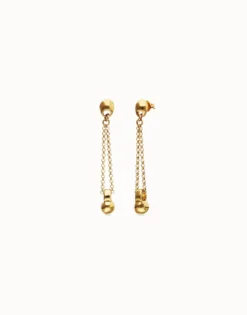 Drop earrings with long chain and sphere