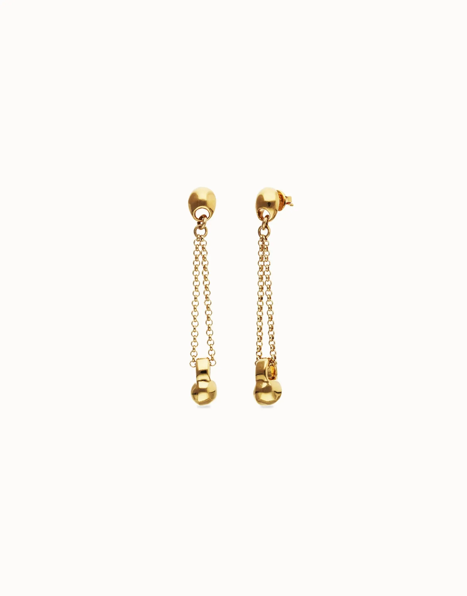 Drop earrings with long chain and sphere