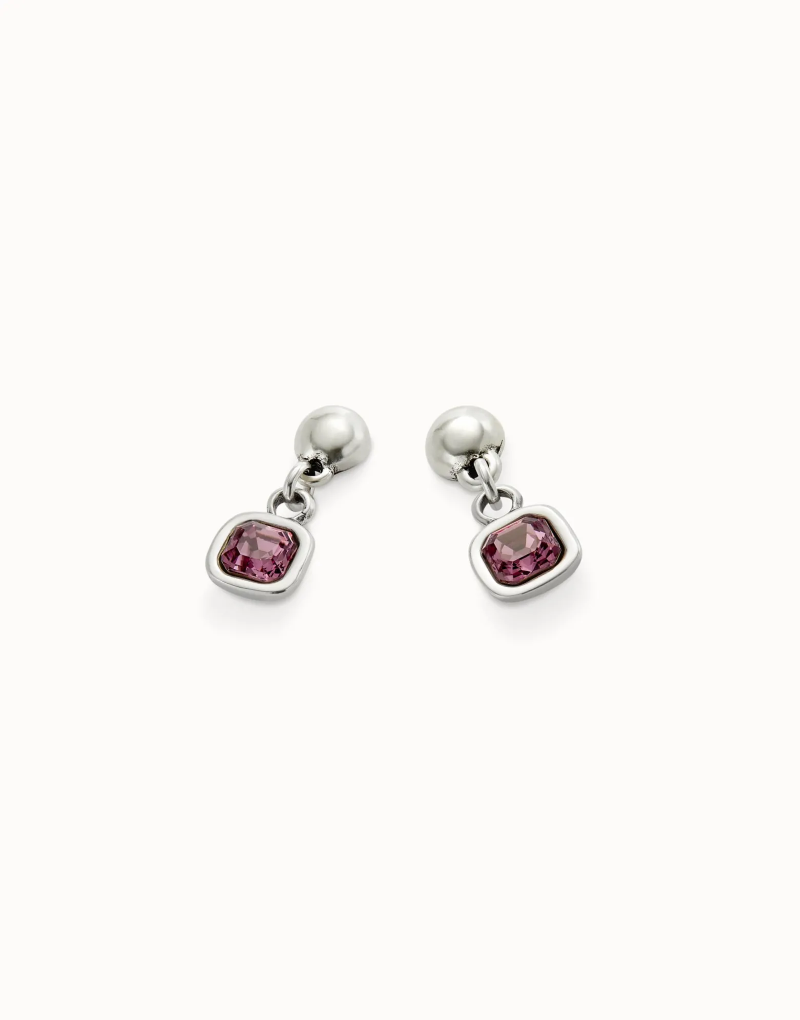 Drop earrings with pink crystal