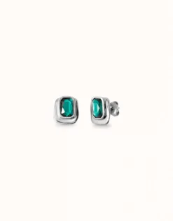 Earrings with green crystal