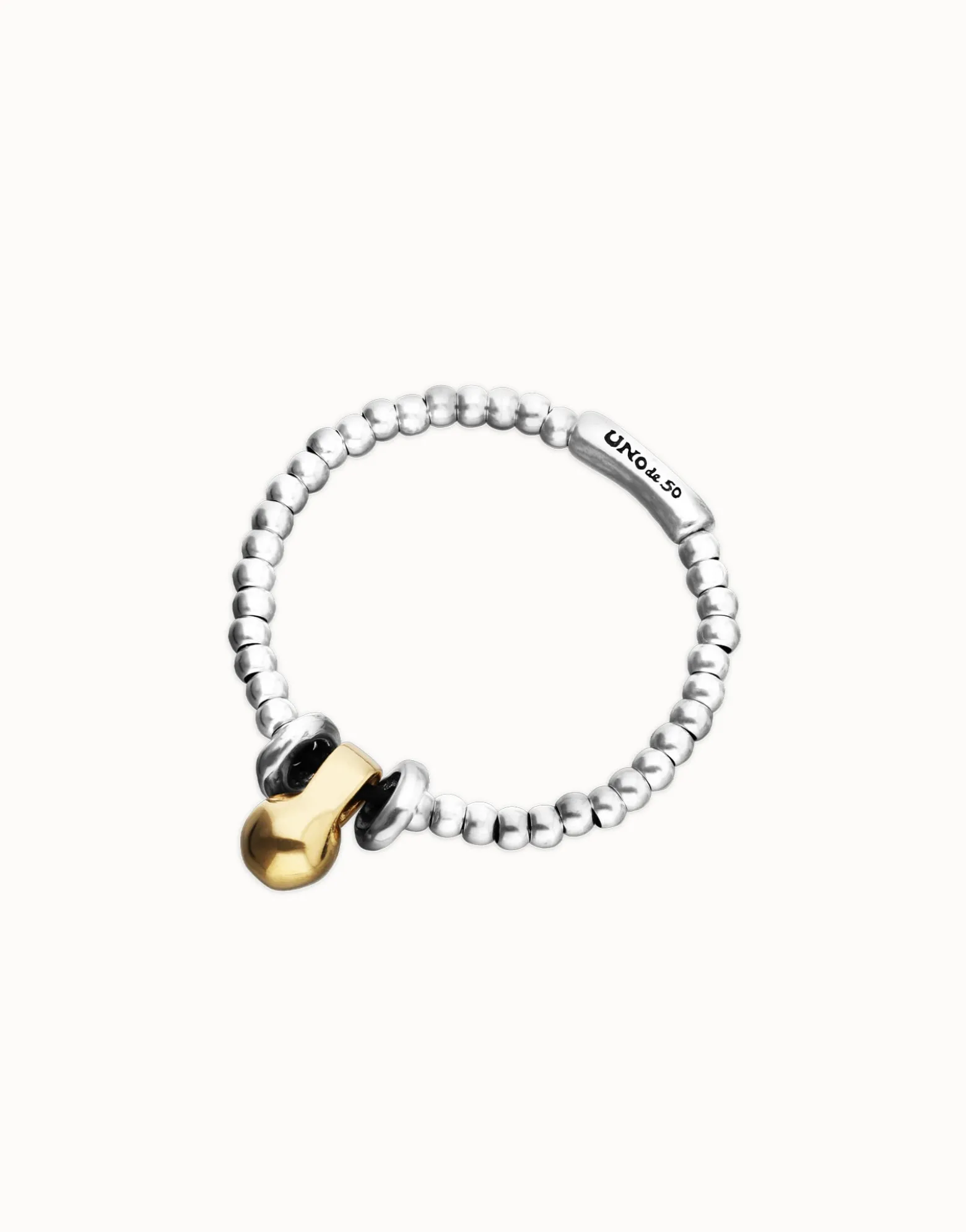 Elastic beaded bracelet with small and large beads