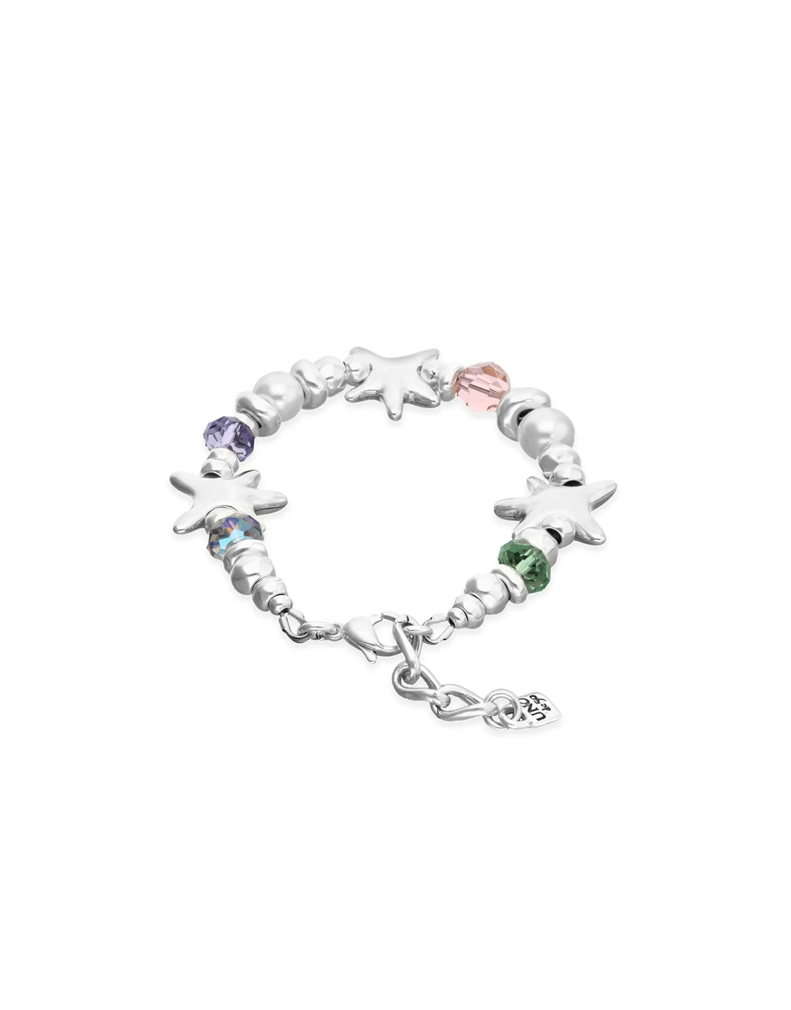 Elastic bracelet with multicolored crystals and starfish