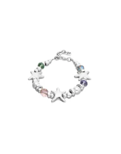 Elastic bracelet with multicolored crystals and starfish