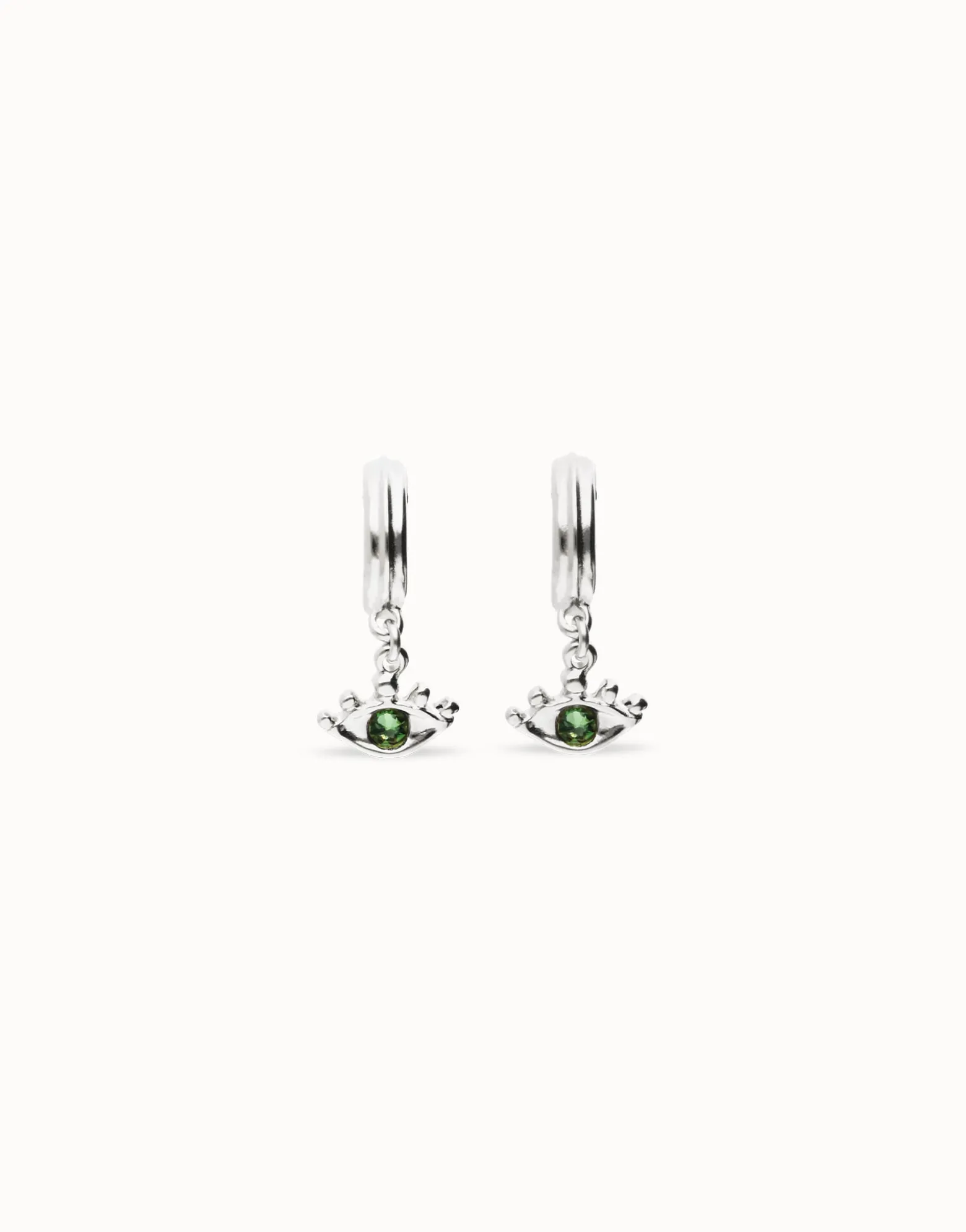 Eye-shaped drop earrings with verde crystal