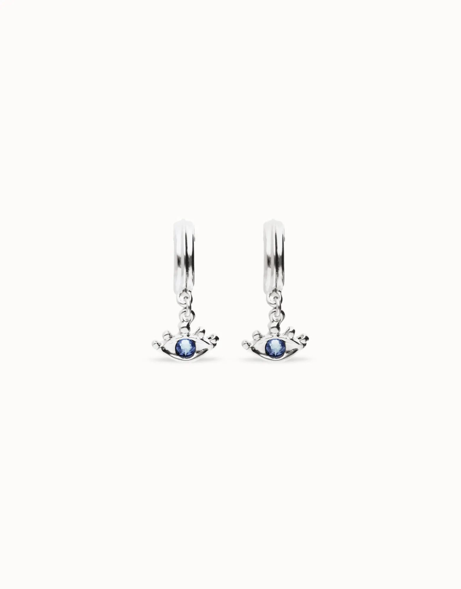 Eye-shaped drop earrings with blue crystal
