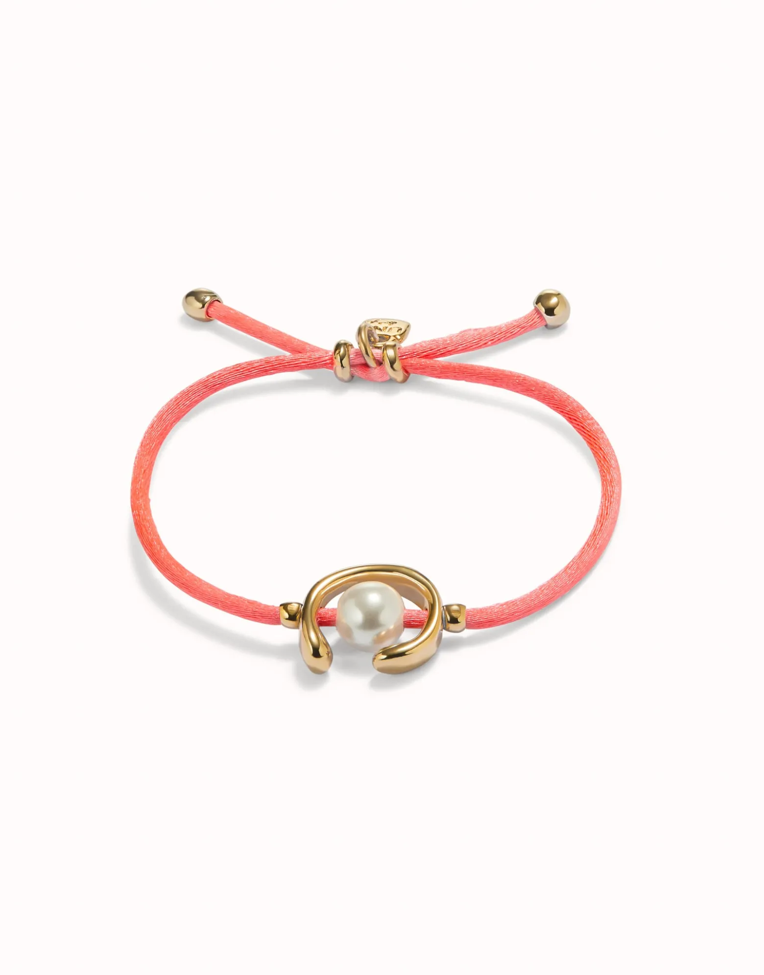 Fuchsia cord bracelet with a pearl