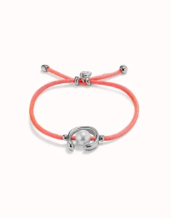 Fuchsia cord bracelet with a pearl
