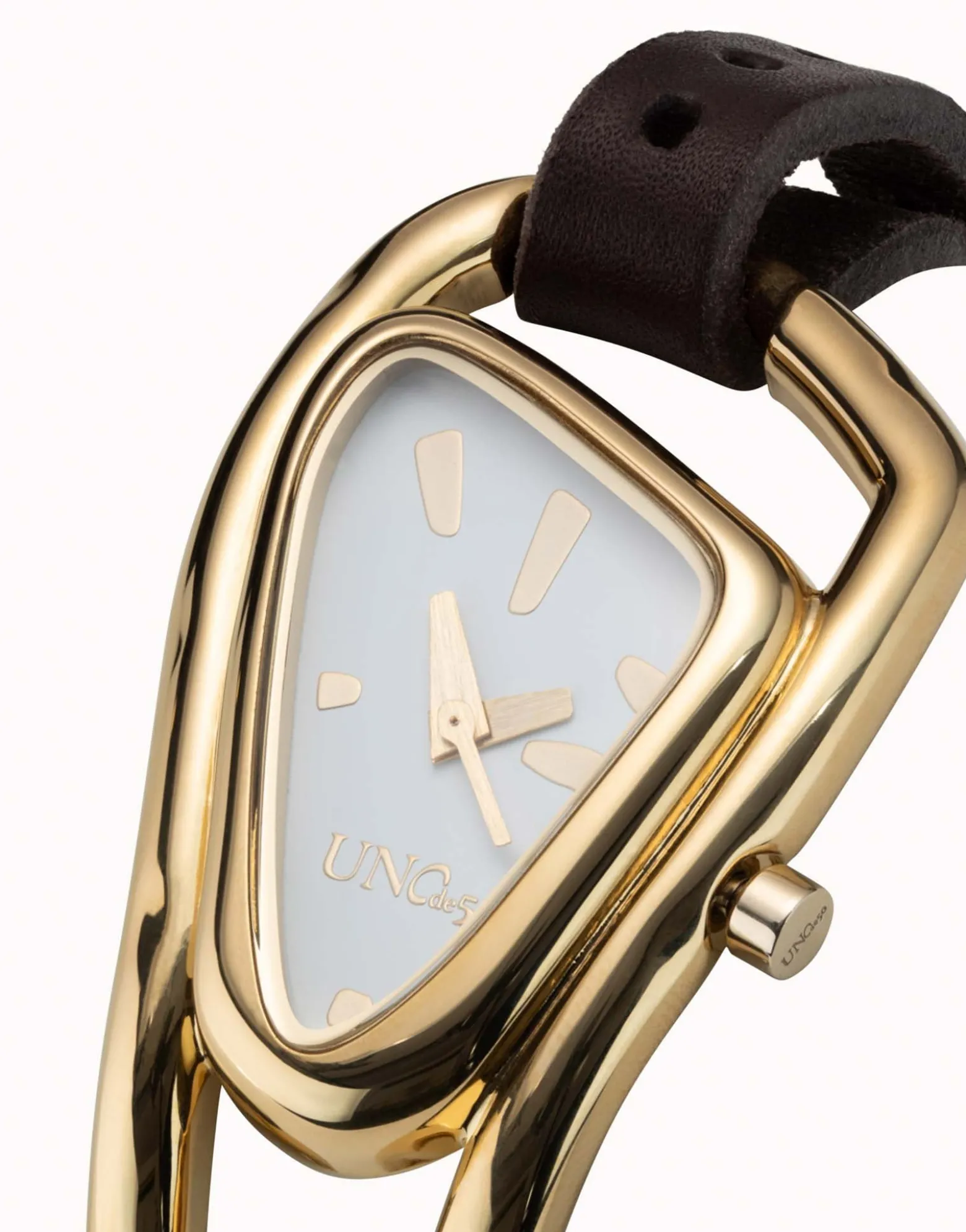 18K gold-plated leather and metal watch