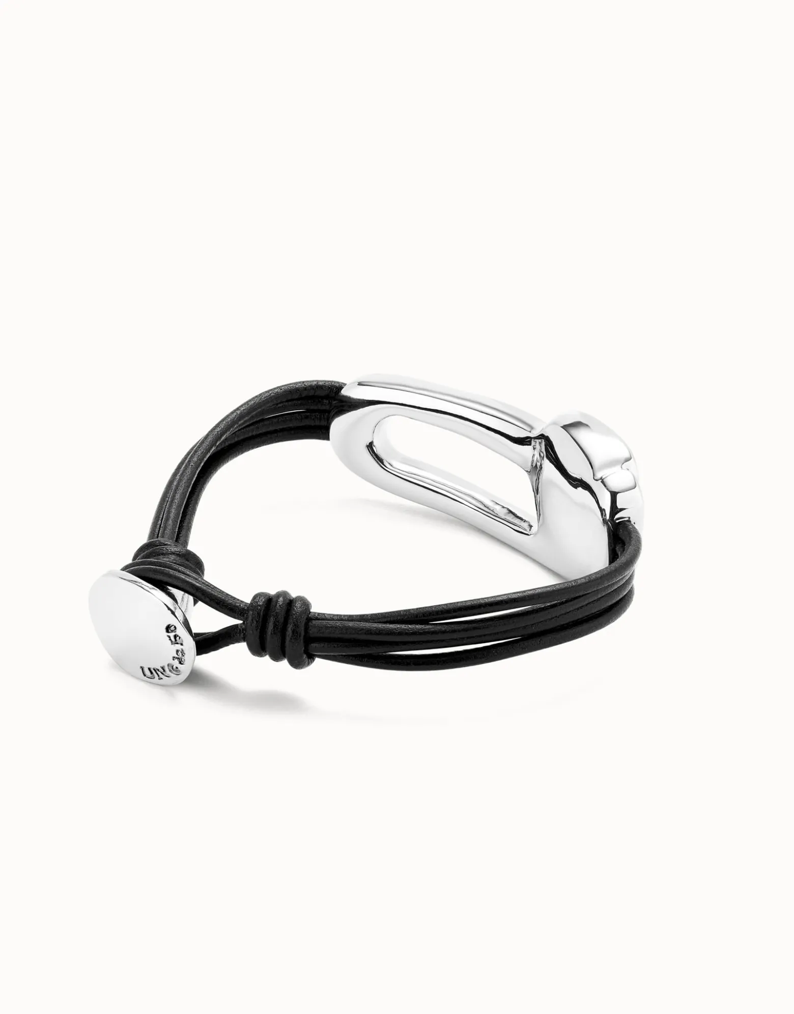 Leather bracelet with a black crystal