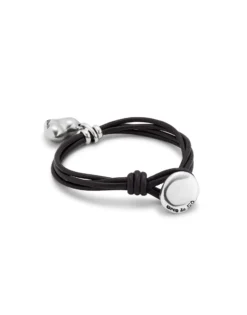 Leather bracelet with a heart charm