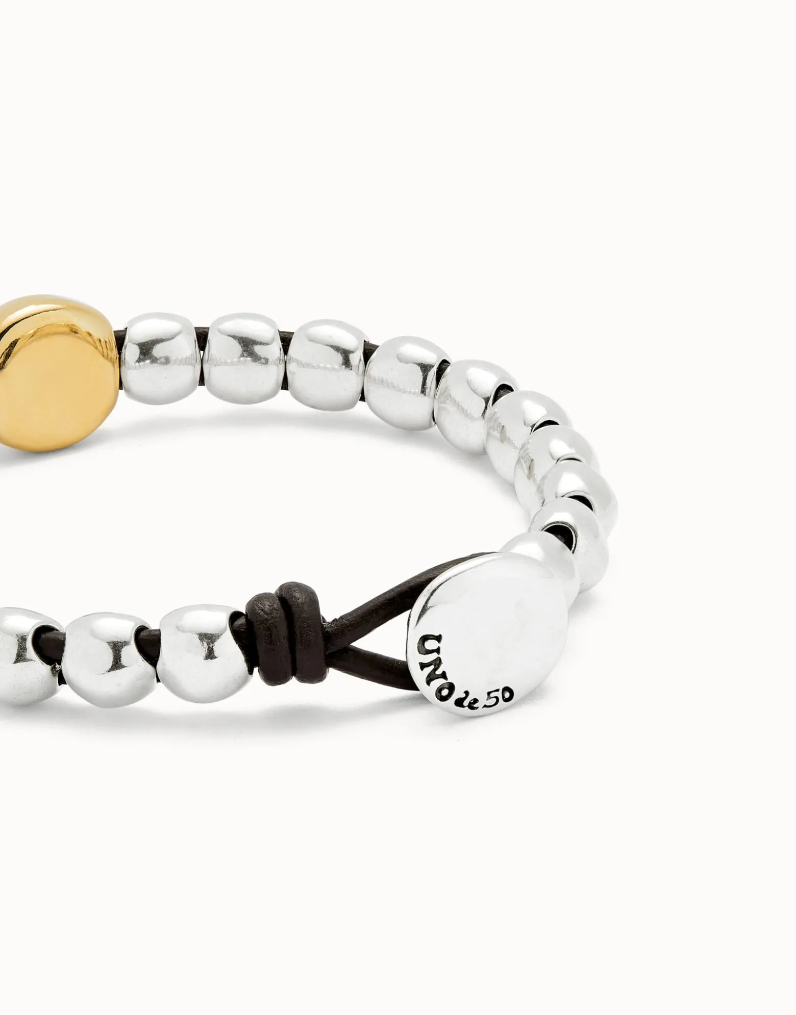 Leather bracelet with a large bead