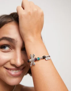 Leather bracelet with dragonfly