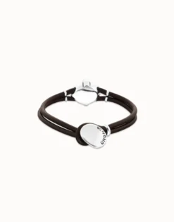 Leather bracelet with faceted black oval crystal