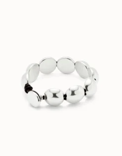 Leather bracelet with small round beads