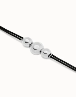 Leather bracelet with three large beads