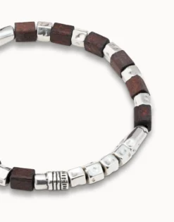 Leather bracelet with wooden beads