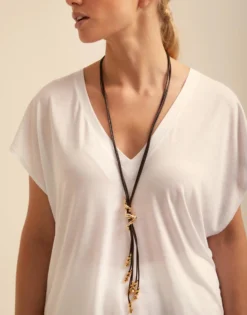leather cord long necklace