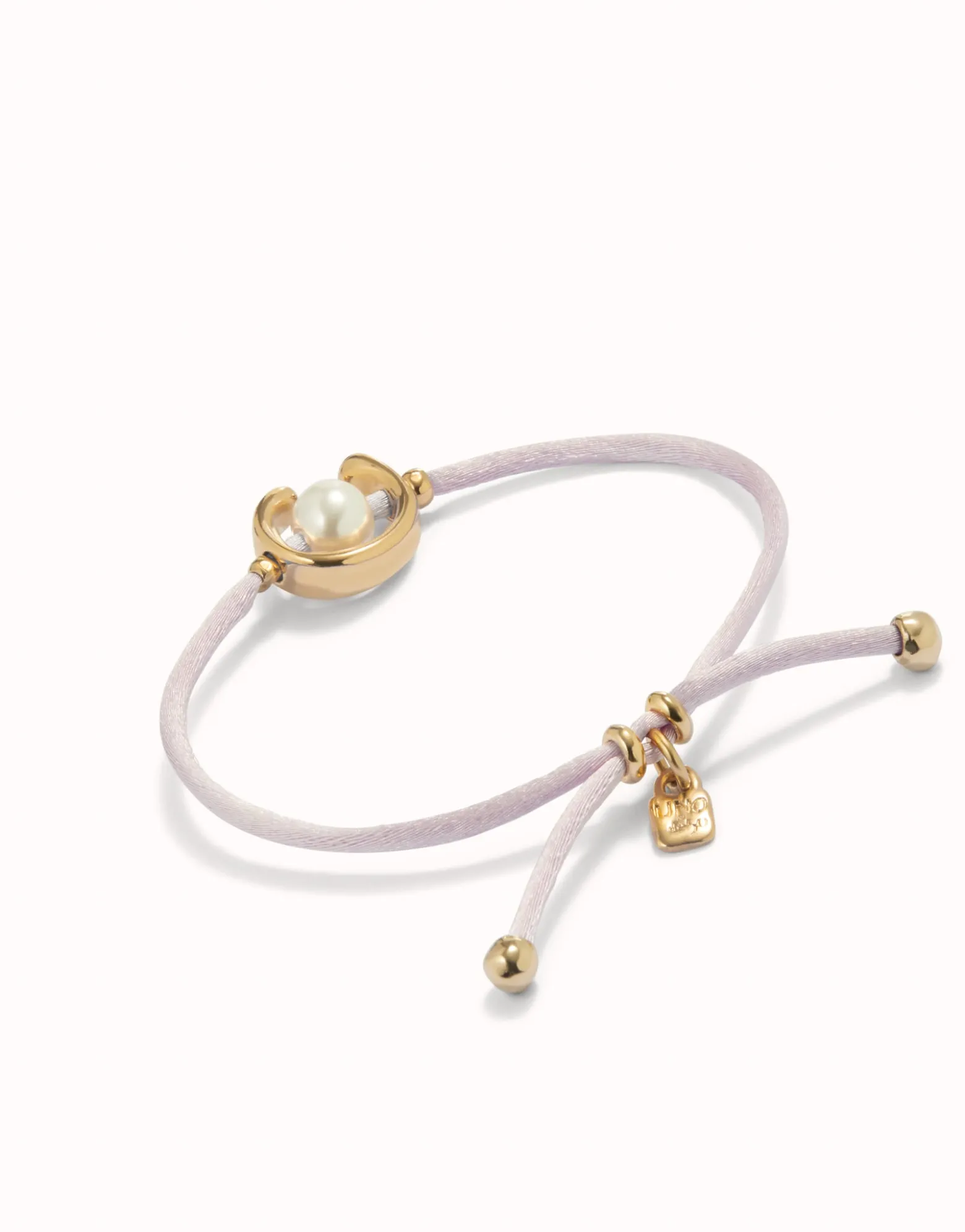 Lilac cord bracelet with a pearl