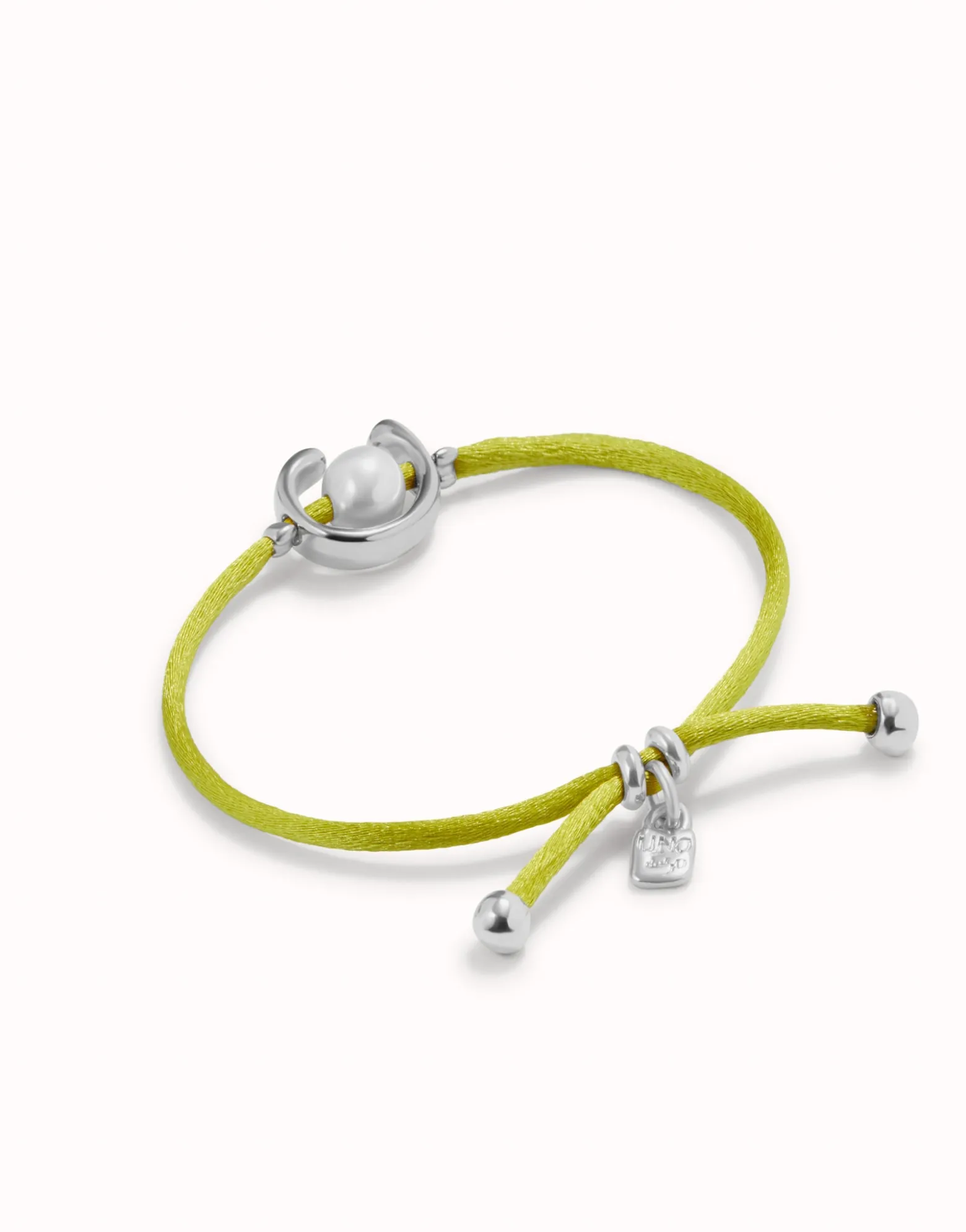 Lime cord bracelet with a pearl