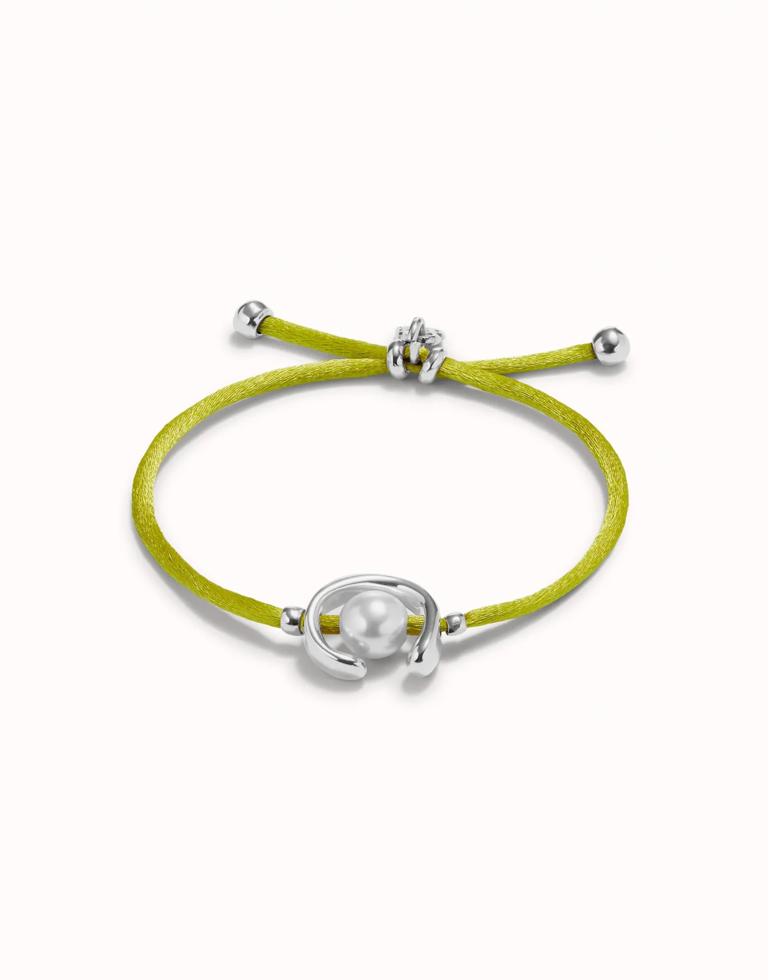 Lime cord bracelet with a pearl
