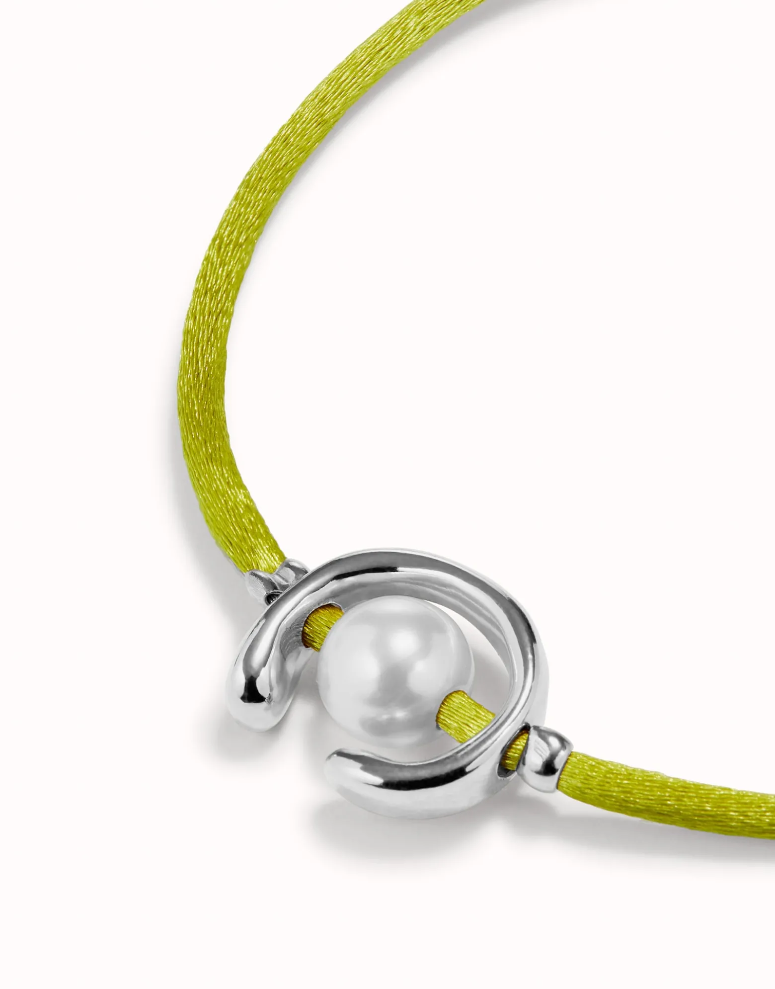Lime cord bracelet with a pearl