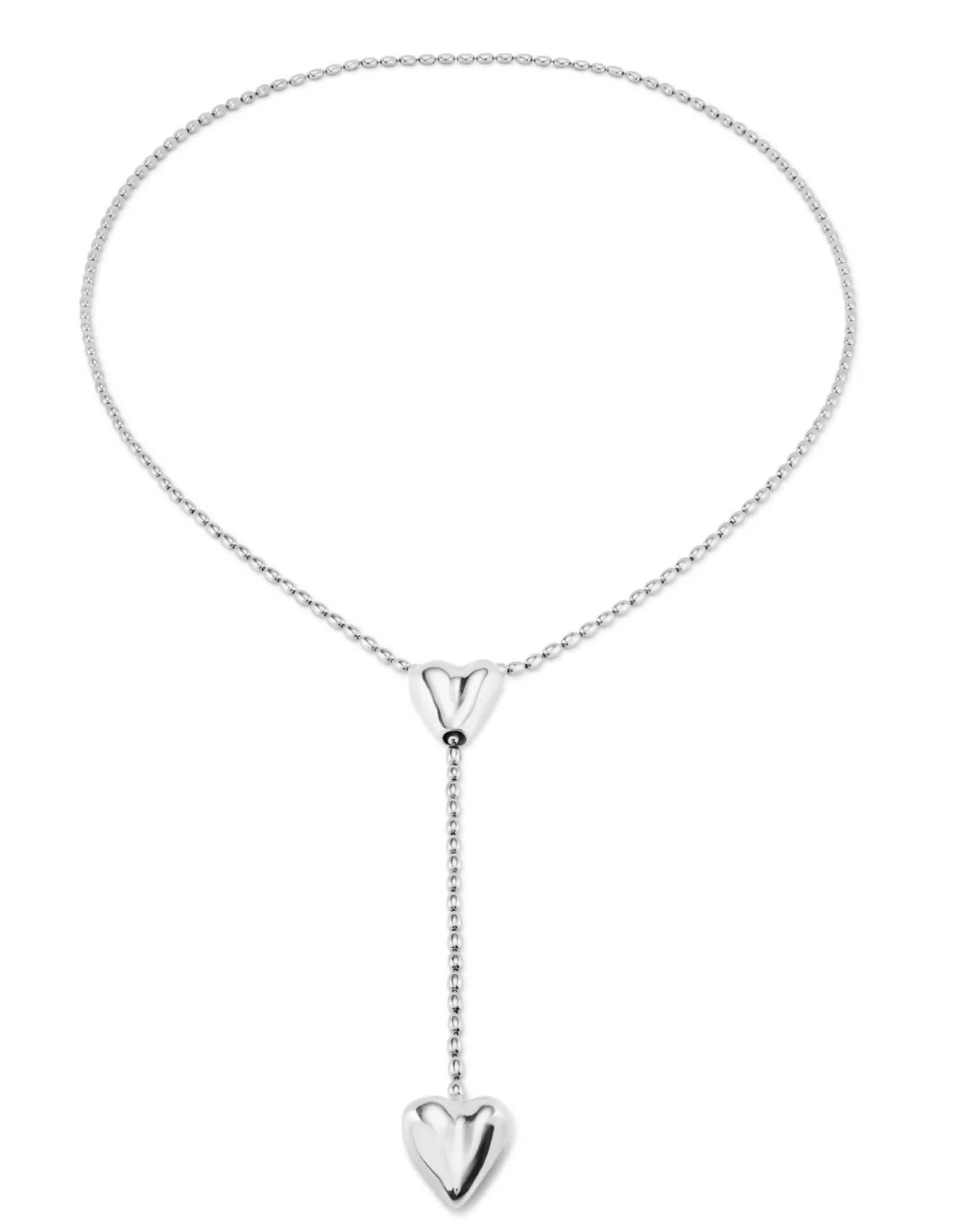 Long adjustable chain necklace with two hearts