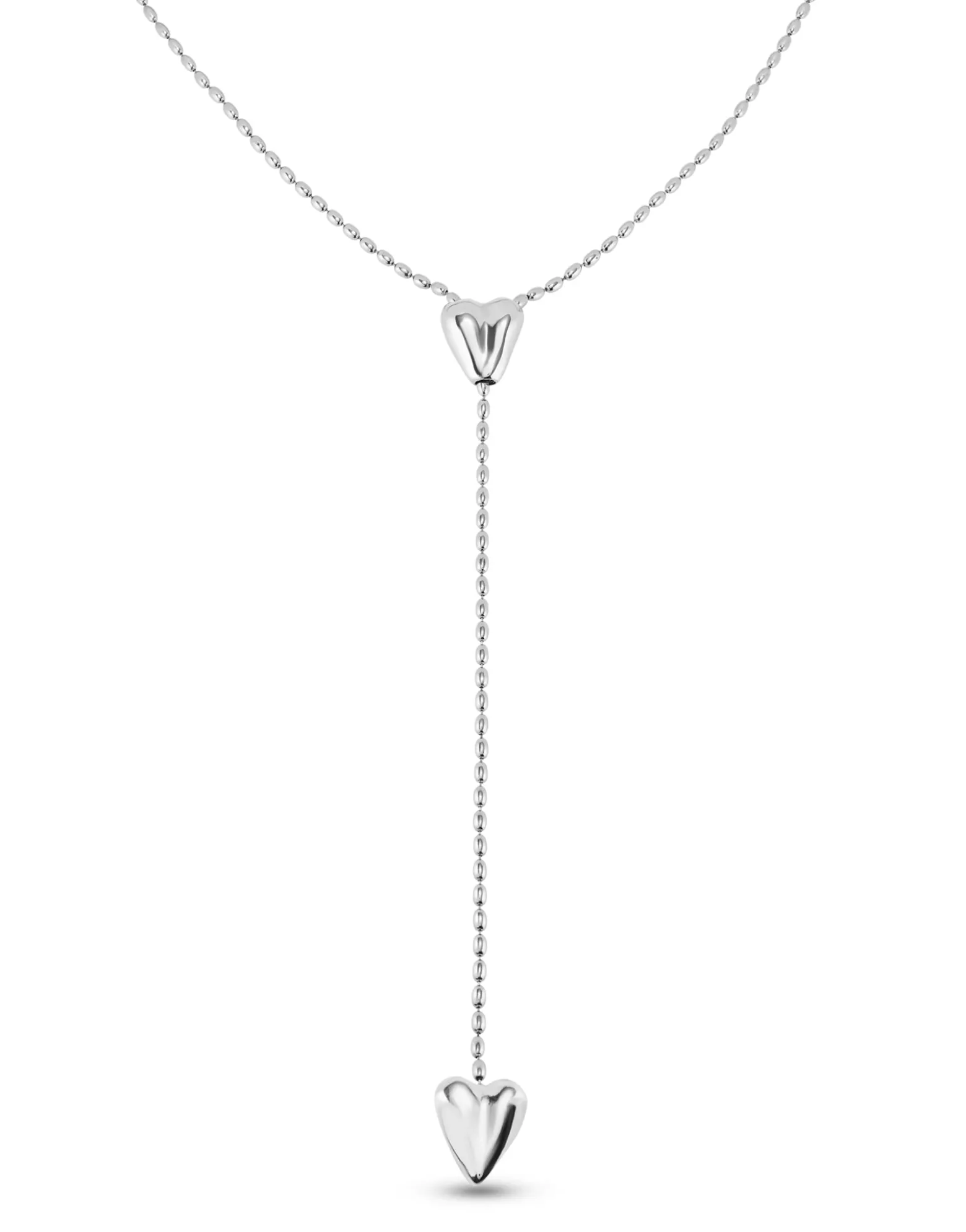 Long adjustable chain necklace with two hearts