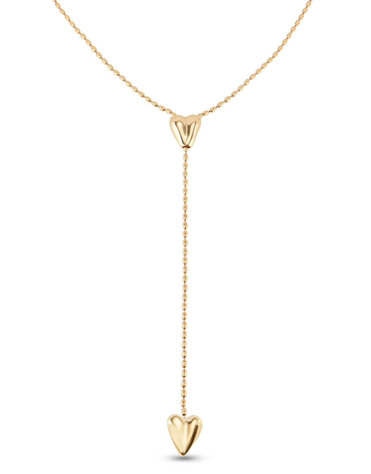 Long adjustable chain necklace with two hearts