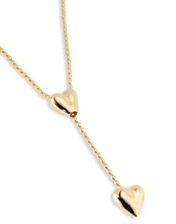 Long adjustable chain necklace with two hearts