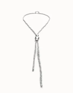 Long bead necklaces with three large central beads