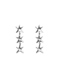 Long earrings with 3 starfishes
