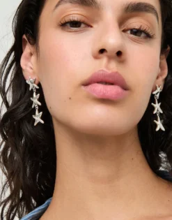 Long earrings with 3 starfishes