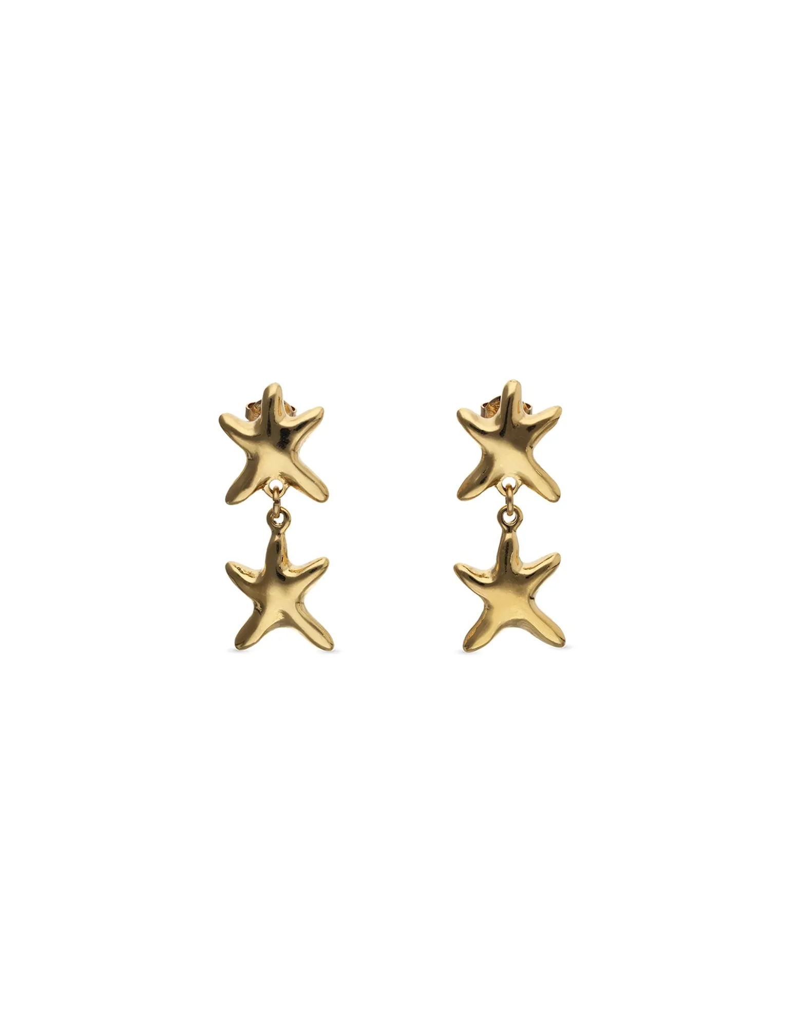Long earrings with 2 starfishes