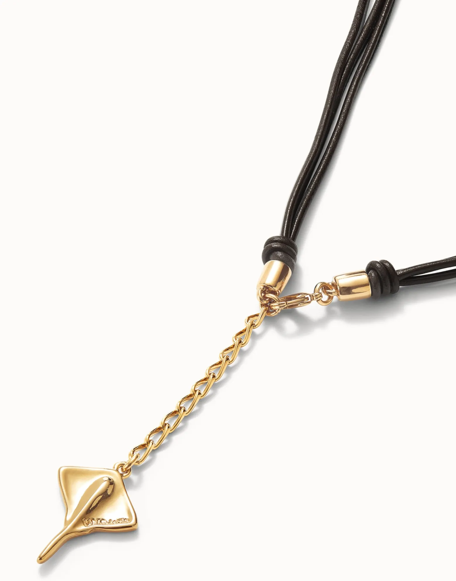 Long leather necklace pendant with manta ray