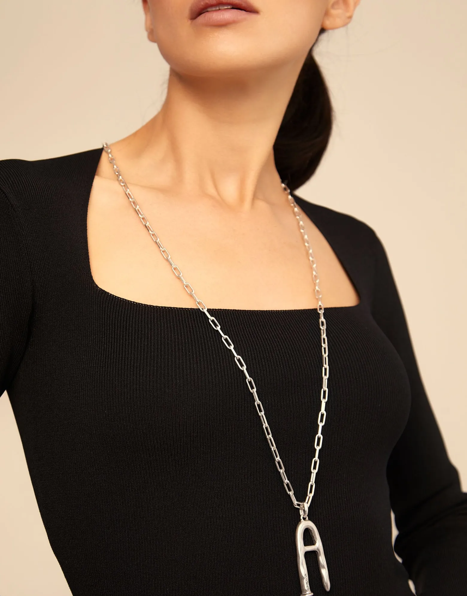 Long link chain charm necklace