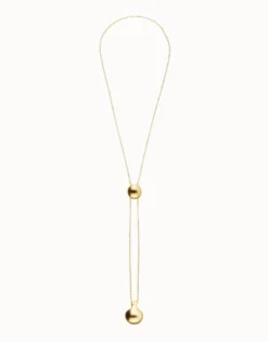 Long necklace with an adjustable chain and two weights