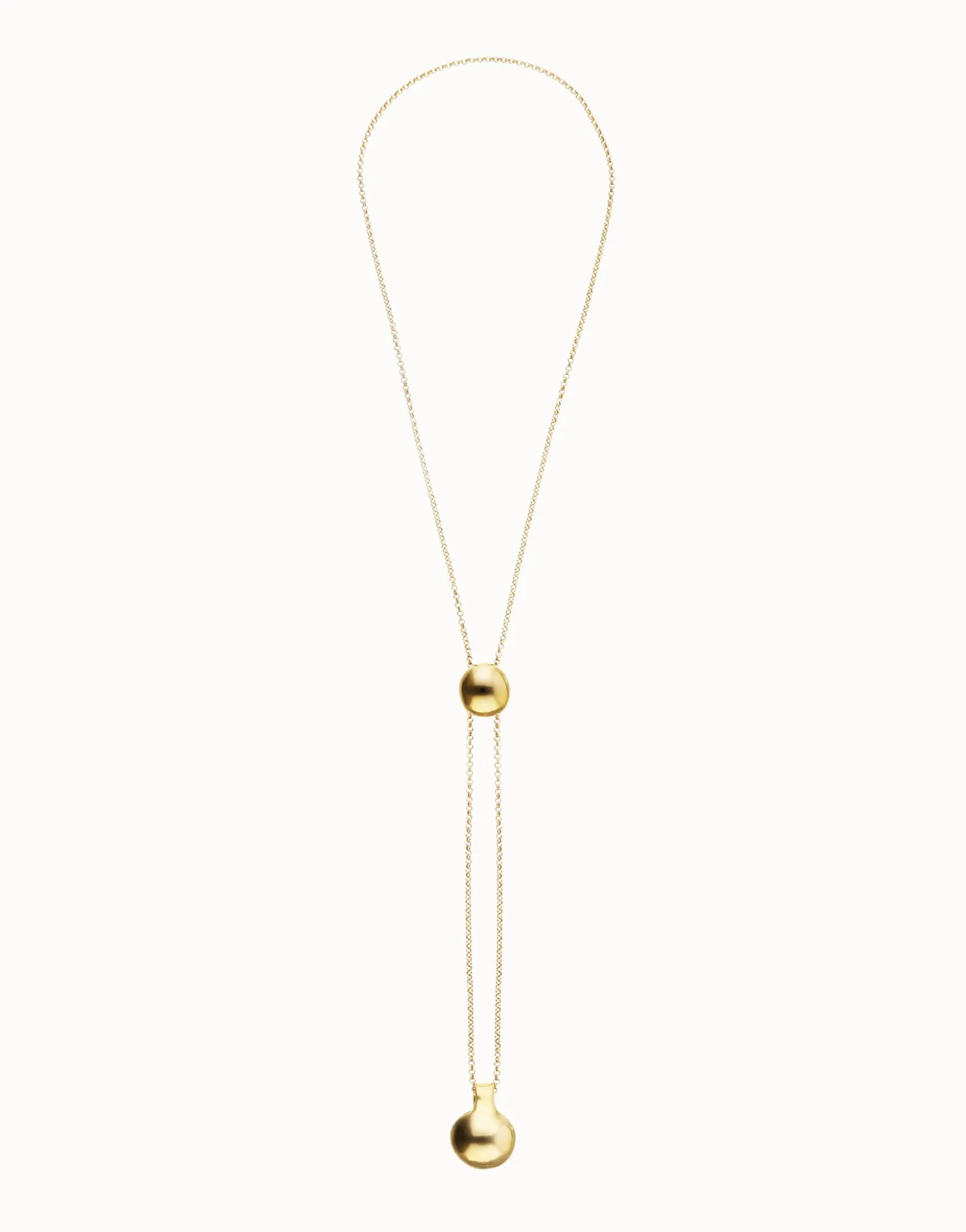 Long necklace with an adjustable chain and two weights