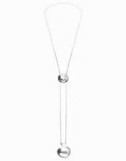 Long necklace with an adjustable chain and two weights