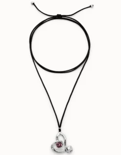 Long pendant and central heart with pink crystal