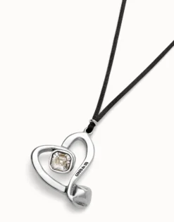 Long pendant and central heart with transparent crystal